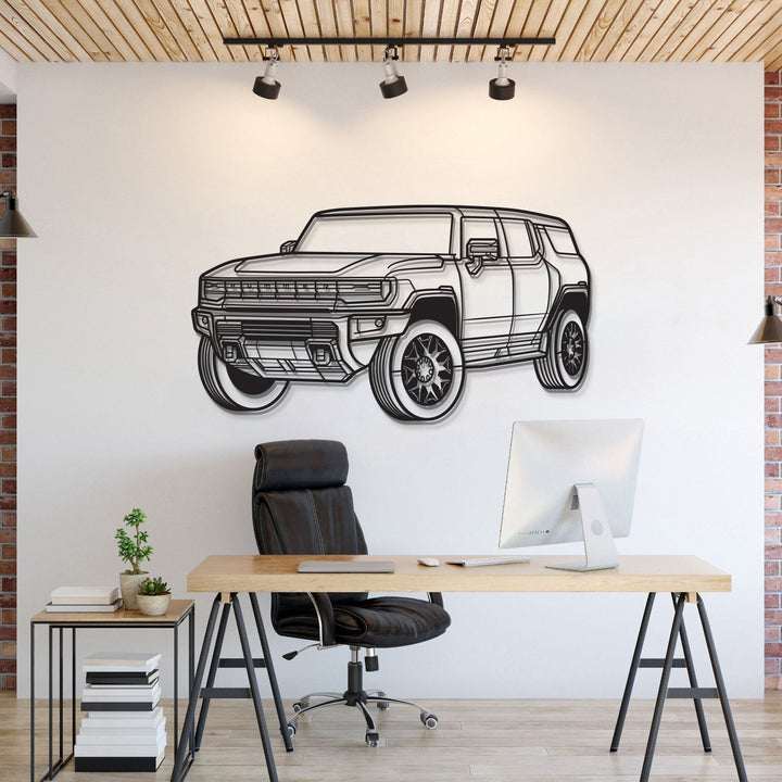 Hummer Perspective Metal Car Wall Art — precision-cut steel wall art