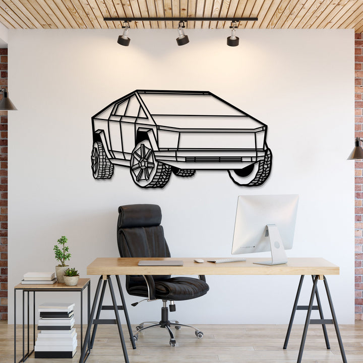 2025 Cybertruck Perspective Metal Car Wall Art — precision-cut steel wall art
