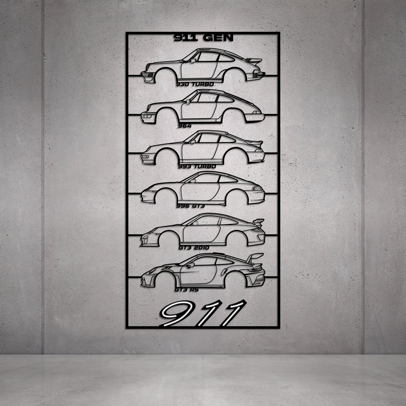 911 Gen's Metal Neon Car Wall Art