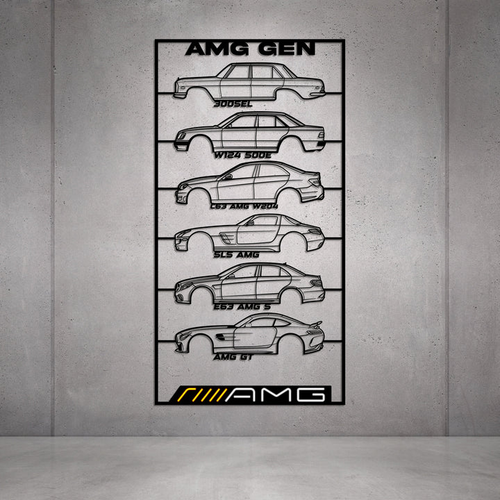 AMG Gen's Metal Neon Car Wall Art — precision-cut steel wall art