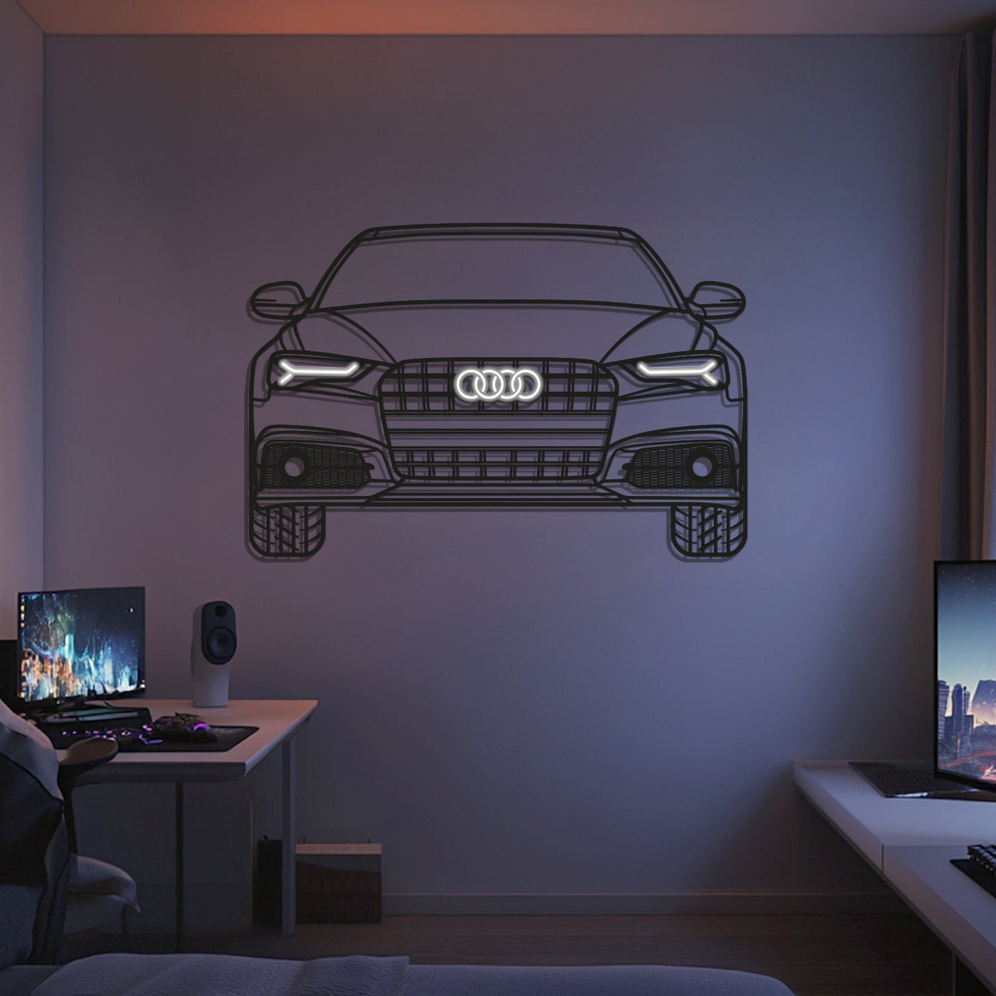 S6 Front View Metal Neon Car Wall Art
