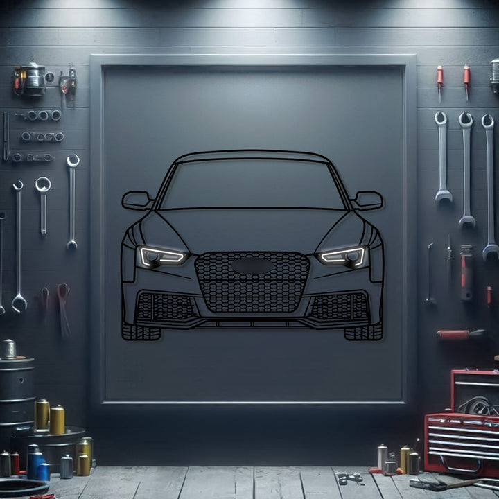 2014 RS5 Front View Metal Neon Car Wall Art — precision-cut steel wall art