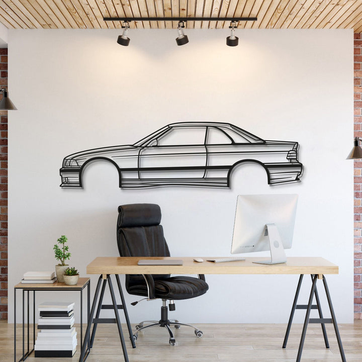 E36 CABRIO WITH HARD TOP Metal Car Wall Art — precision-cut steel wall art