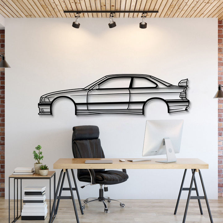 E36 M3 Metal Car Wall Art — precision-cut steel wall art