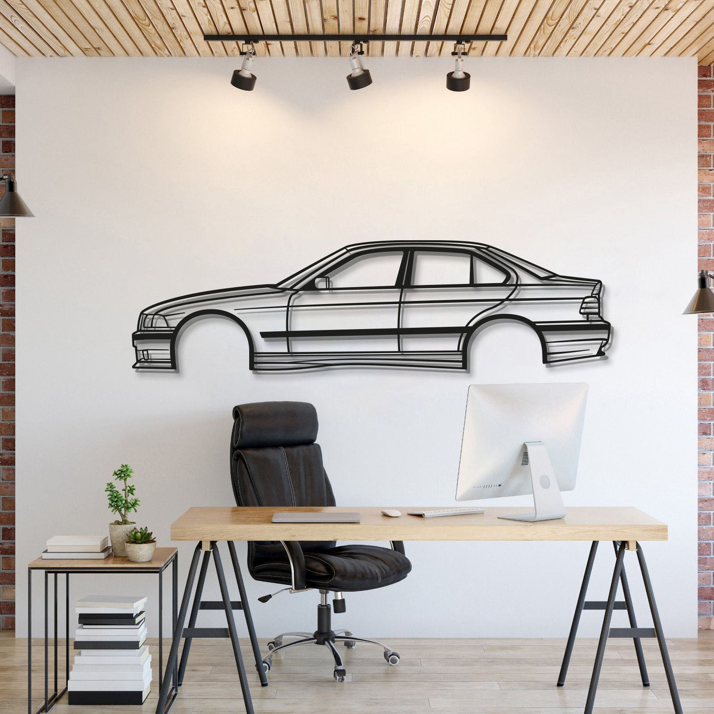 E36 M3 SEDAN NO SPOILER Metal Car Wall Art