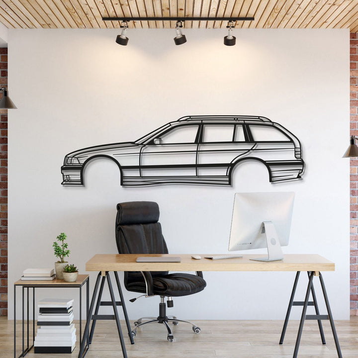 E36 Touring Metal Car Wall Art — precision-cut steel wall art