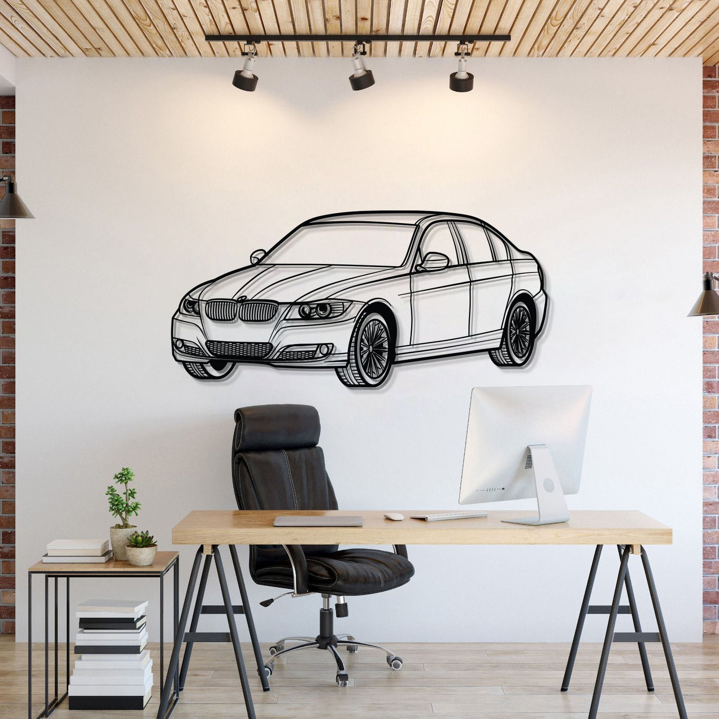 E90 Perspective Metal Car Wall Art