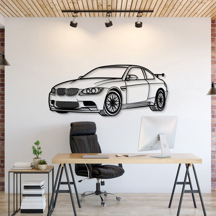 E92 M3 Perspective Metal Car Wall Art — precision-cut steel wall art