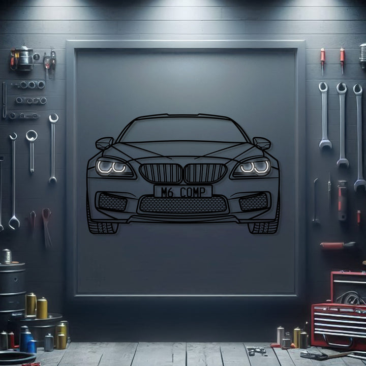 2015 M6 Competition Front View Metal Neon Car Wall Art — precision-cut steel wall art