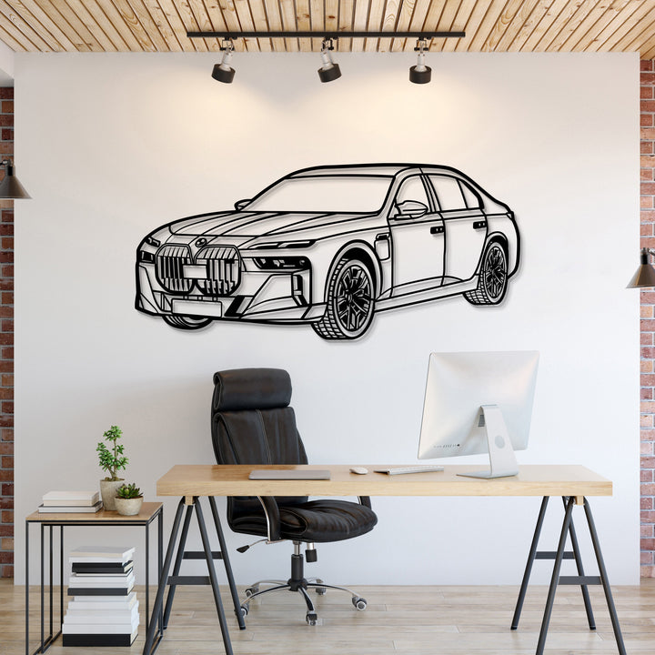 M760 XDrive Limousine Perspective Metal Car Wall Art  MT1244 — precision-cut steel wall art