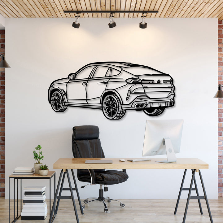 X6 Perspective Metal Car Wall Art — precision-cut steel wall art