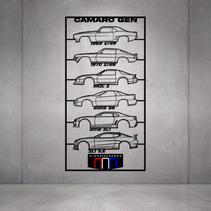Camaro Gen's Metal Neon Car Wall Art — precision-cut steel wall art