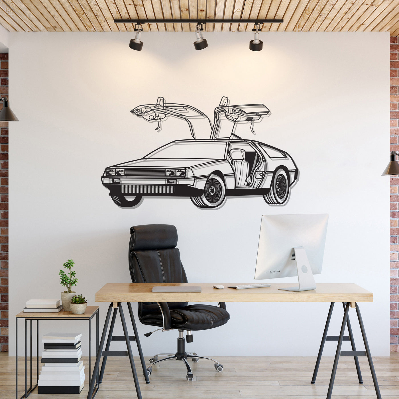 Delorean Perspective Metal Car Wall Art