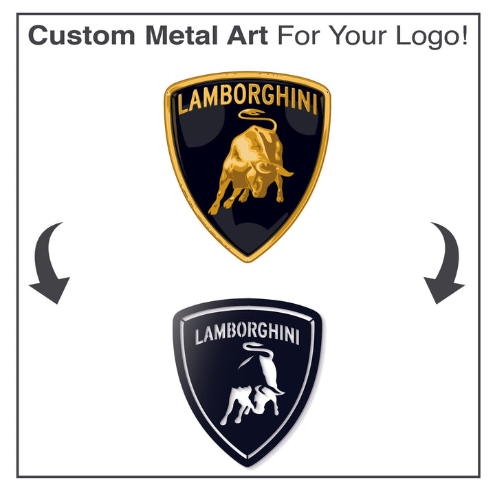 Custom Metal Car Emblem — precision-cut steel wall art