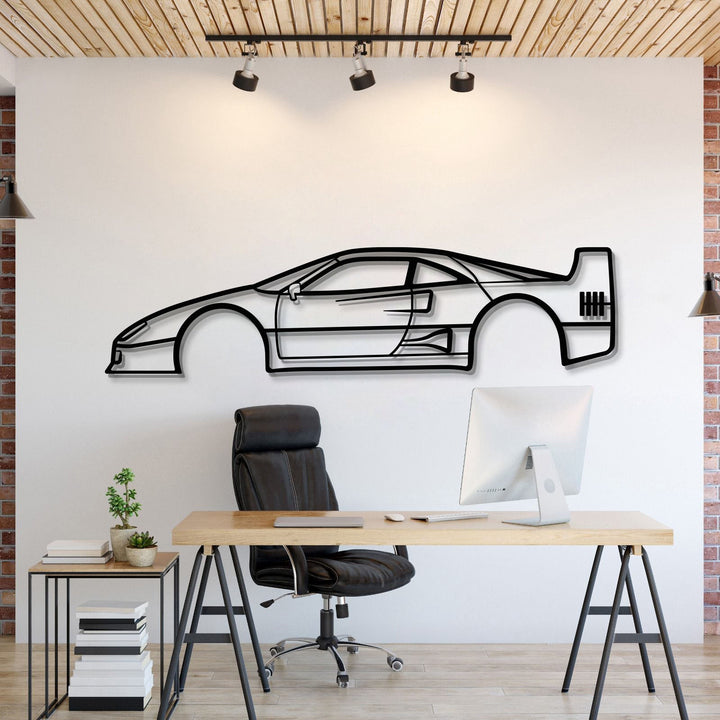 F40 Metal Car Wall Art — precision-cut steel wall art