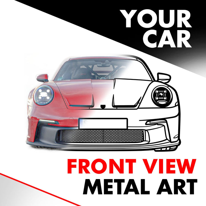 Your Personalized Car Front View Metal Wall Art — precision-cut steel wall art