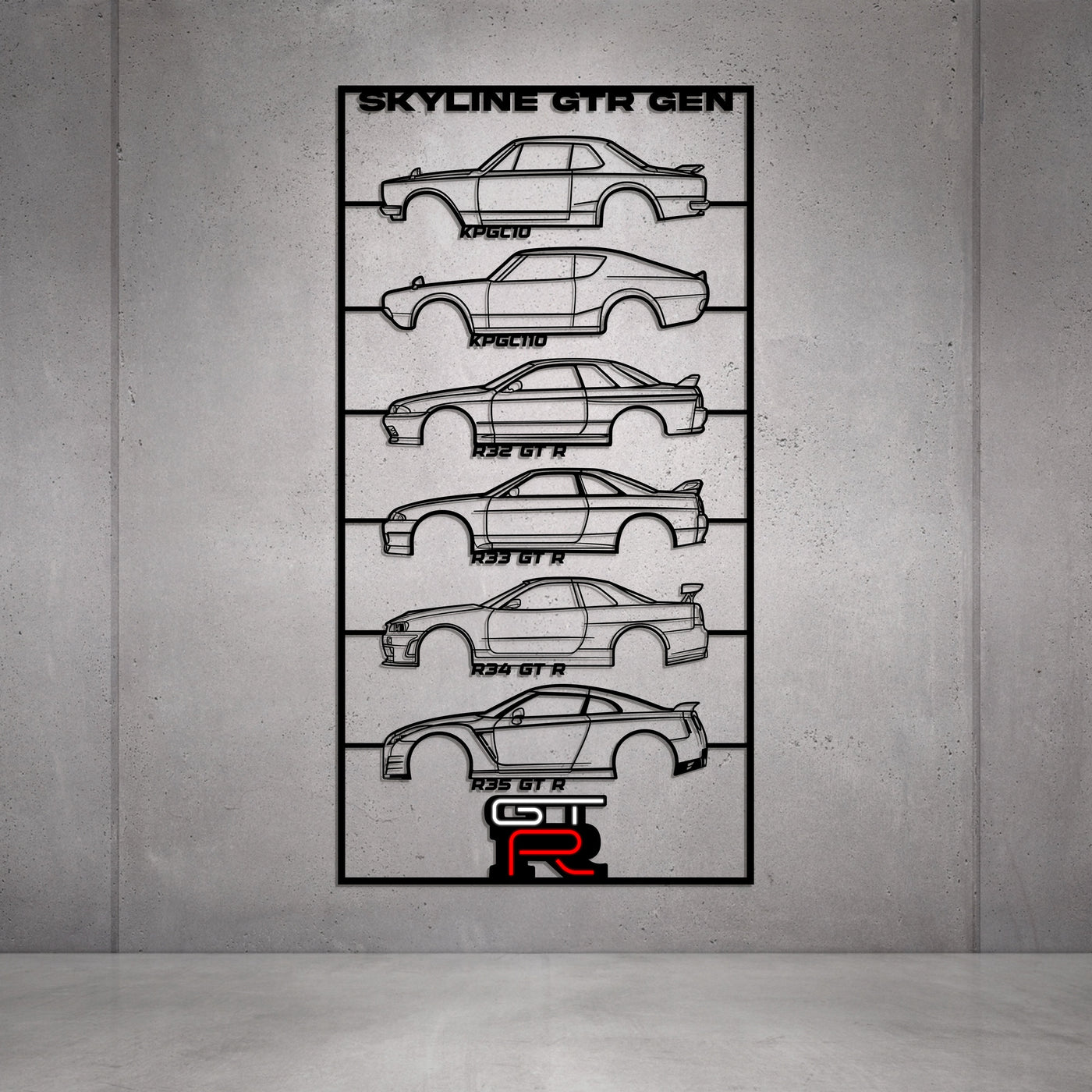 GTR Gen's Metal Neon Car Wall Art