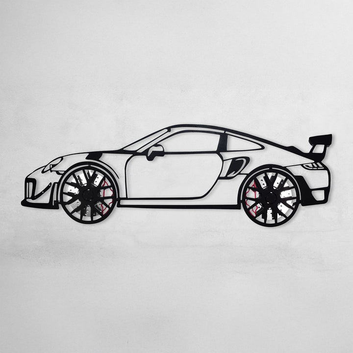 2019 911 GT2 RS Wall Art – Steel Cut with Spinning Wheels-KAFMEKA006 — precision-cut steel wall art