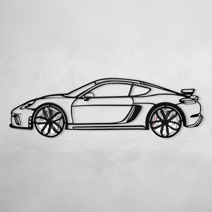 2020 Cayman GT4 Wall Art – Steel Silhouette with Spinning Wheels-KAFMEKA007 — precision-cut steel wall art