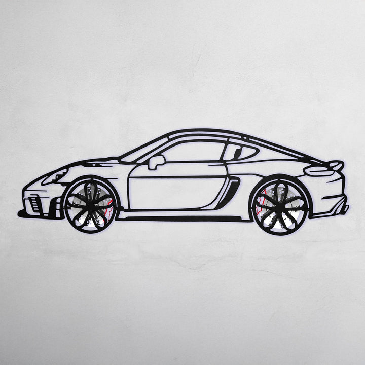 2022 Cayman 718 GT4 Wall Art – Steel Cut with Spinning Wheels-KAFMEKA008 — precision-cut steel wall art