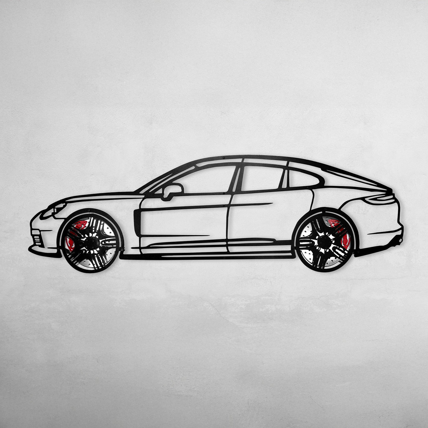 2022 Panamera 4S Wall Art – Steel Silhouette with Spinning Wheels-KAFMEKA009