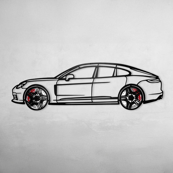 2022 Panamera 4S Wall Art – Steel Silhouette with Spinning Wheels-KAFMEKA009 — precision-cut steel wall art