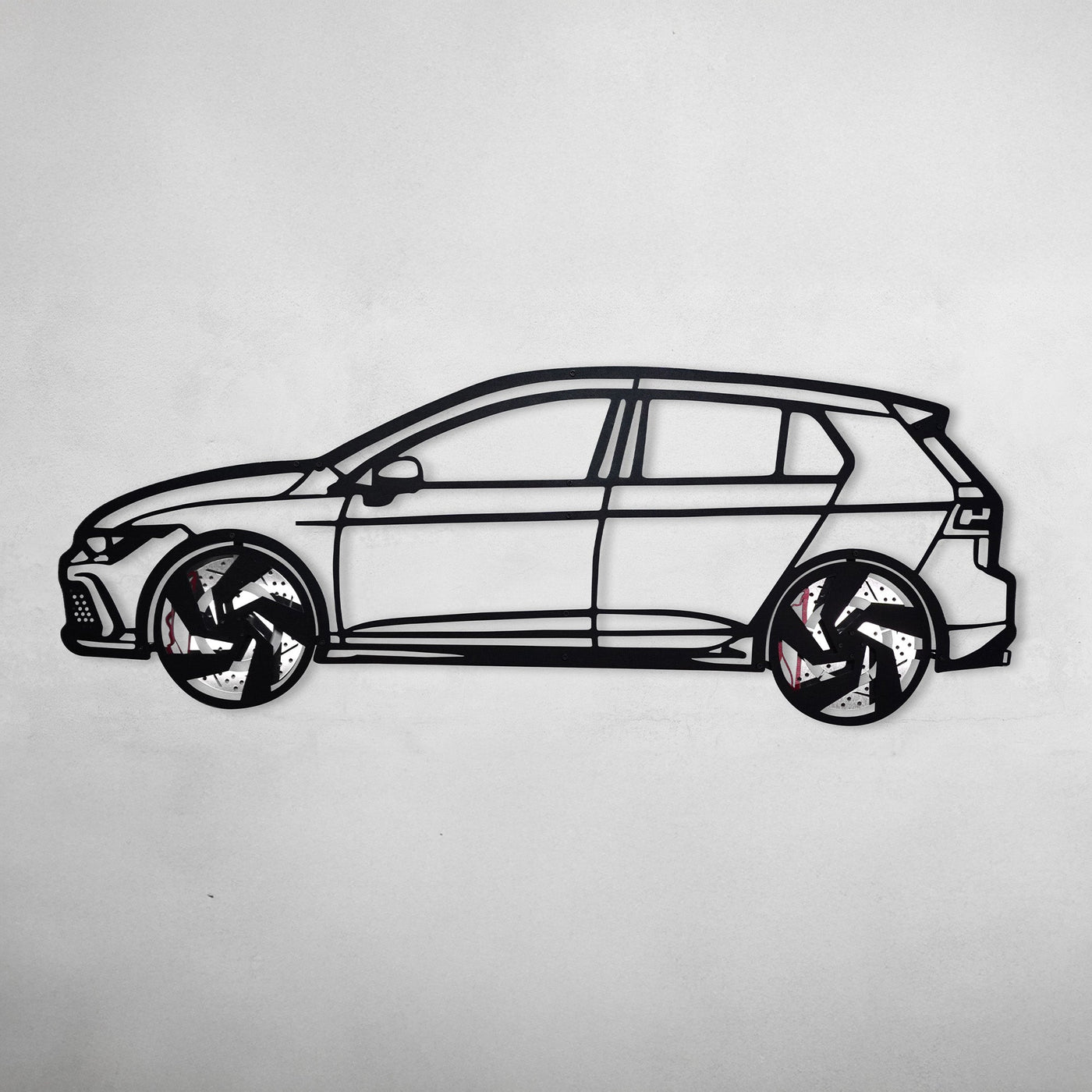 2022 Golf GTI Wall Art – Steel Silhouette with Spinning Wheels-KAFMEKA010