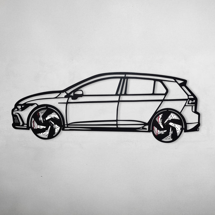2022 Golf GTI Wall Art – Steel Silhouette with Spinning Wheels-KAFMEKA010 — precision-cut steel wall art