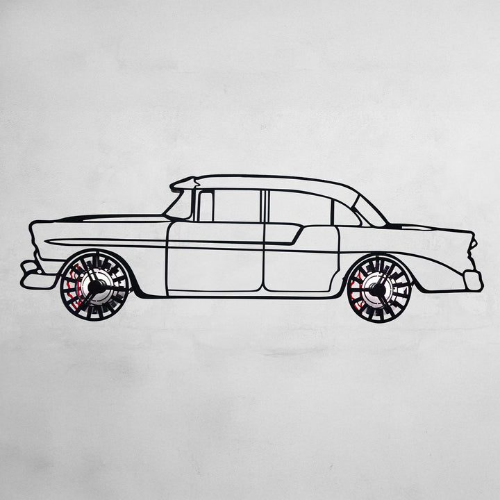 1956 Bel Air Wall Art – Classic Steel Silhouette with Spinning Wheels-KAFMEKA020 — precision-cut steel wall art