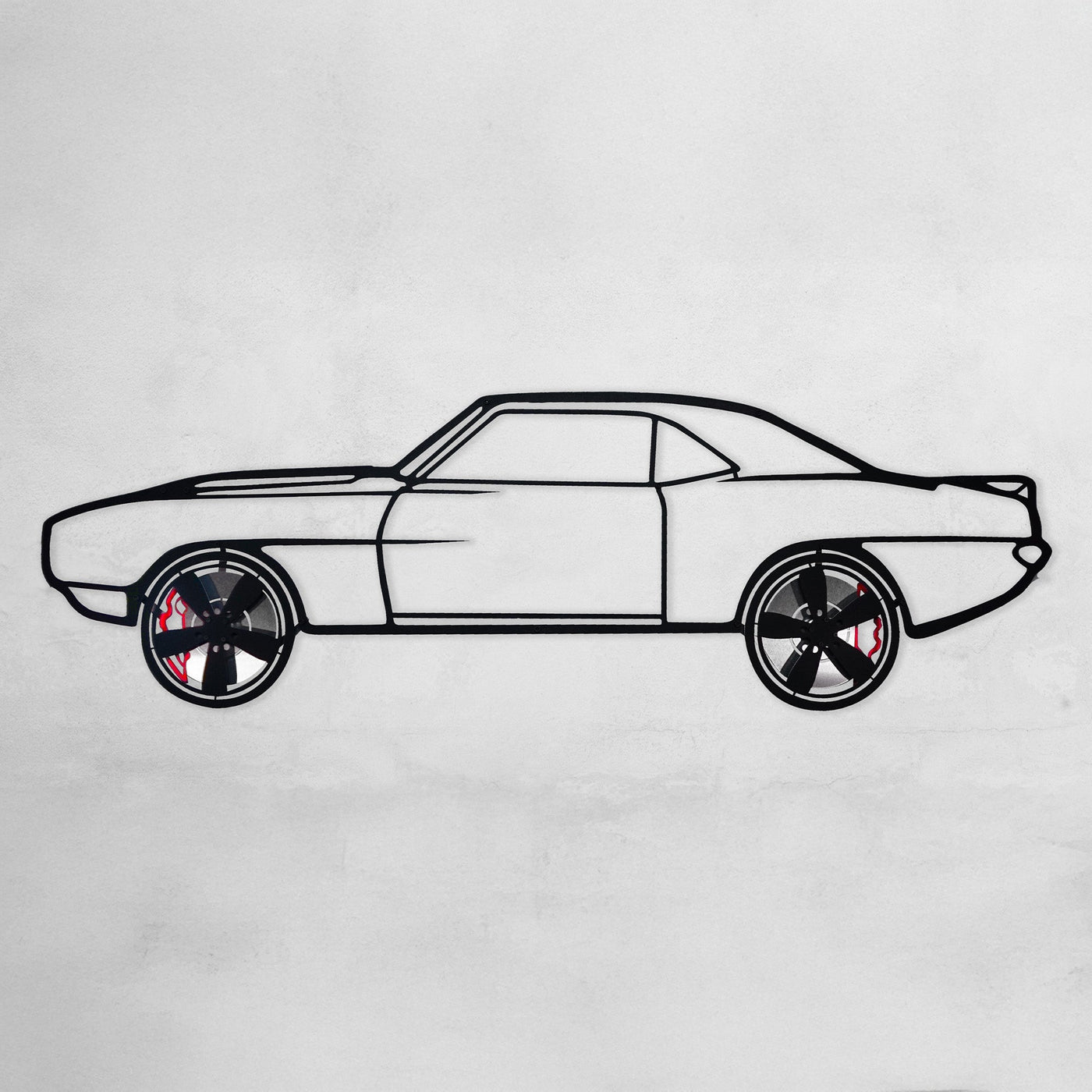 1969 Camaro Wall Art – Classic Steel Silhouette with Spinning Wheels-KAFMEKA021