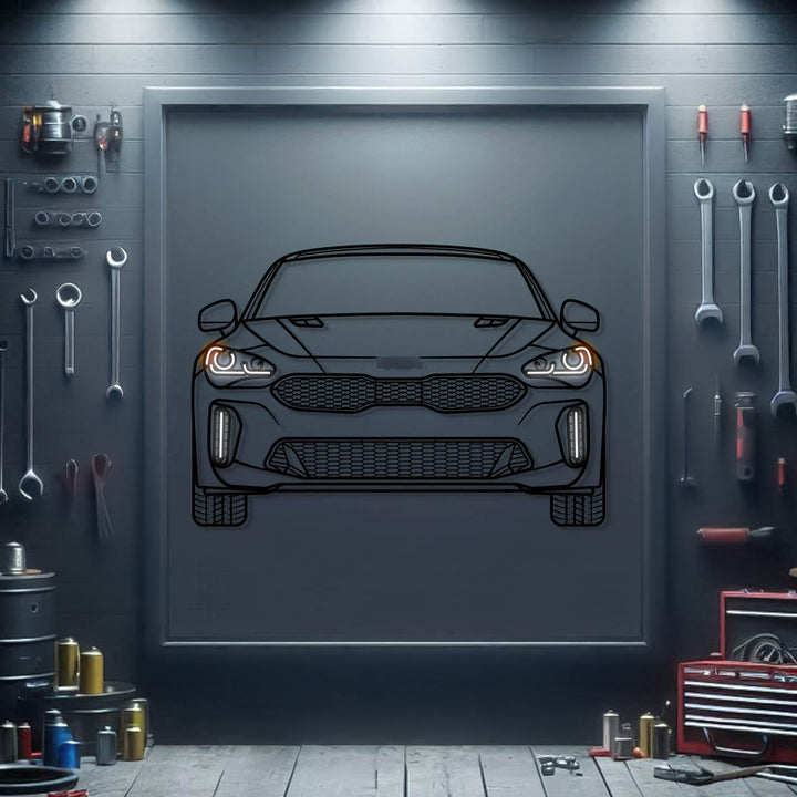 2019 Stinger GT Front View Metal Neon Car Wall Art — precision-cut steel wall art