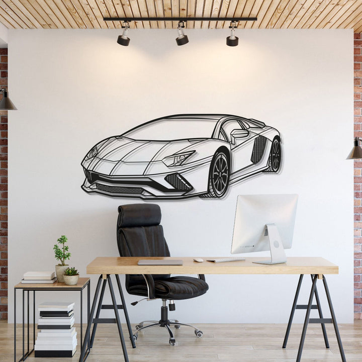 Aventador Perspective Metal Car Wall Art — precision-cut steel wall art