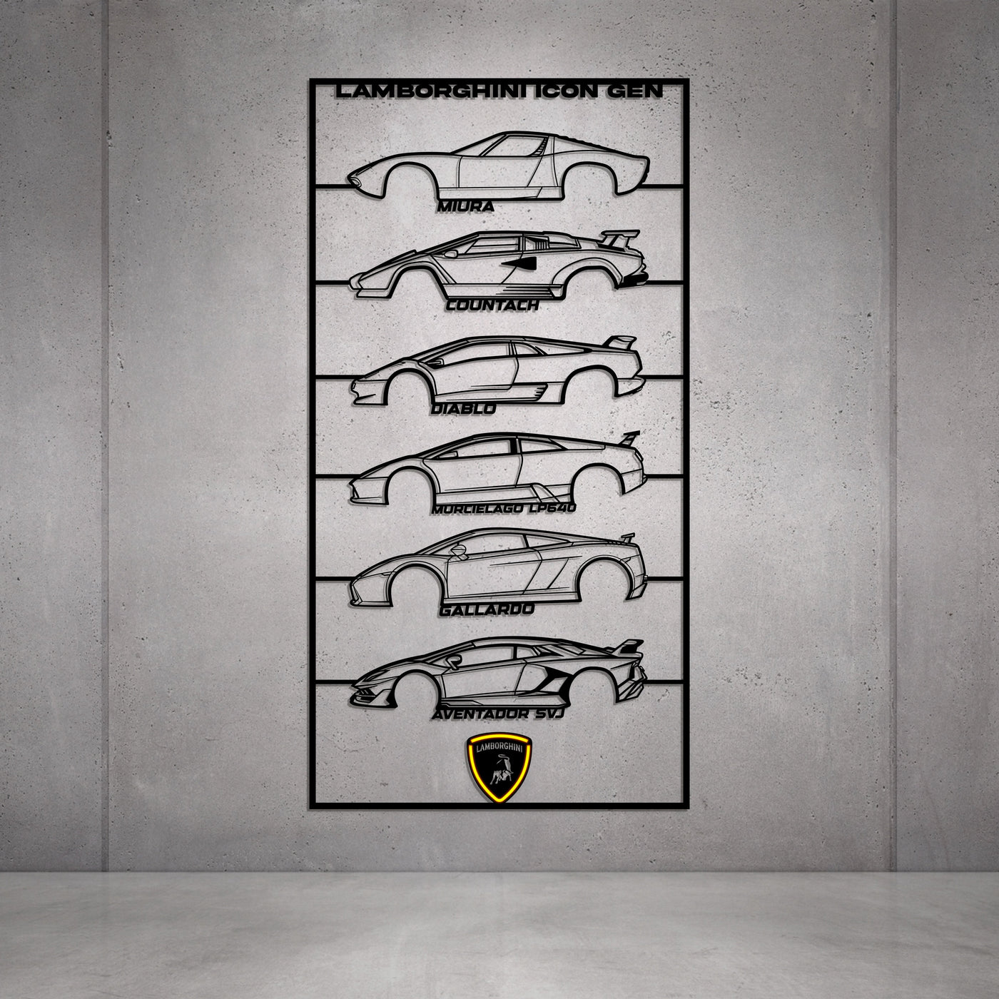 Aventador Gen's Metal Neon Car Wall Art