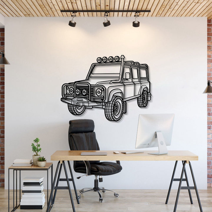 Defender 110 Perspective Metal Car Wall Art — precision-cut steel wall art