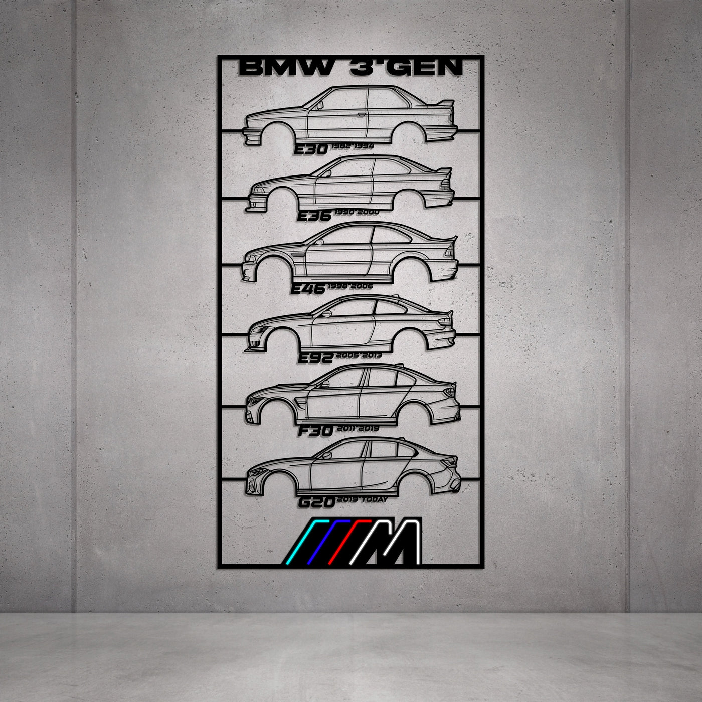 M3 Gen's Metal Neon Car Wall Art
