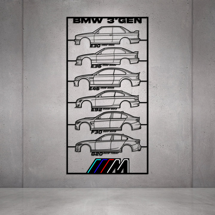 M3 Gen's Metal Neon Car Wall Art — precision-cut steel wall art