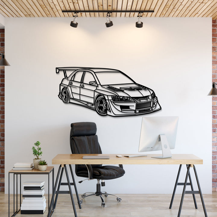 Lancer EVO IX Custom Perspective Metal Car Wall Art — precision-cut steel wall art