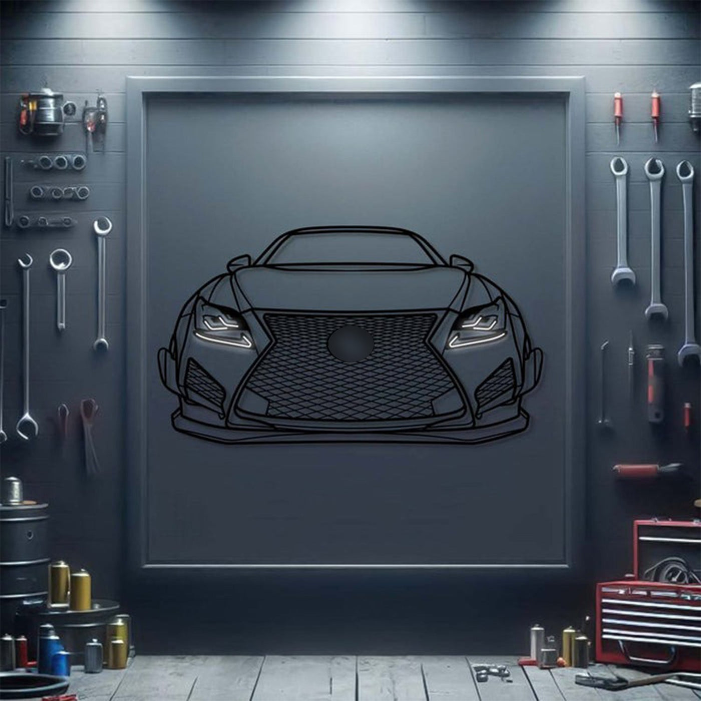 2015 RC F Rocket Bunny Front View Metal Neon Car Wall Art