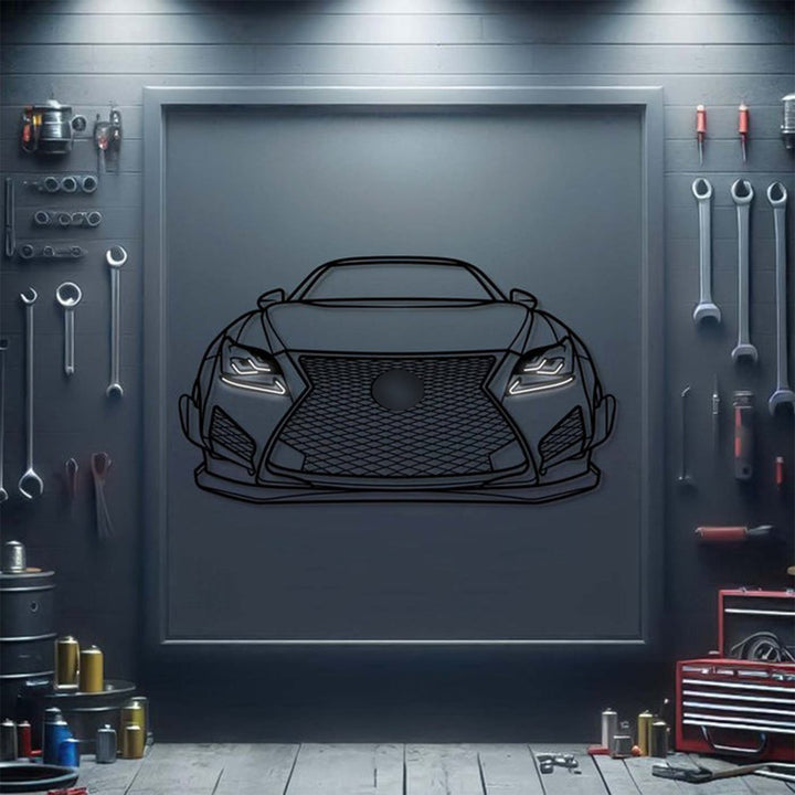 2015 RC F Rocket Bunny Front View Metal Neon Car Wall Art — precision-cut steel wall art