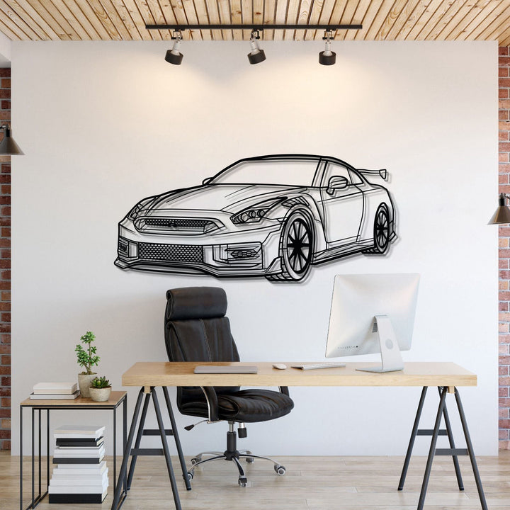 GT-R R35 Perspective Metal Car Wall Art — precision-cut steel wall art