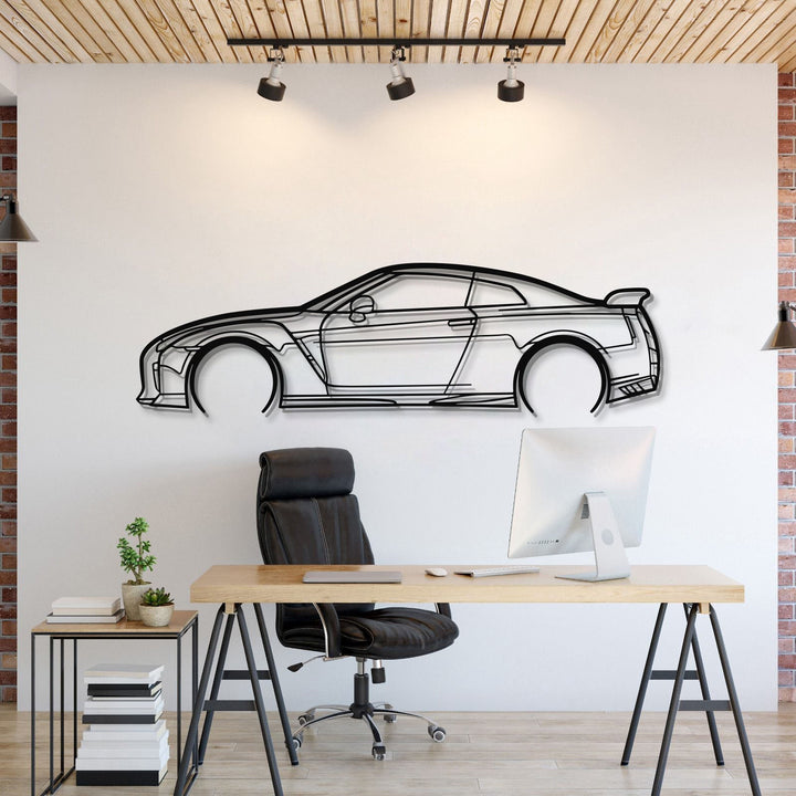 GT-R R35 Detailed Metal Car Wall Art — precision-cut steel wall art