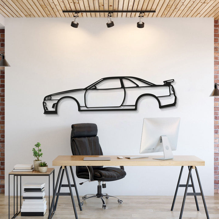 Skyline R34 Metal Car Wall Art — precision-cut steel wall art