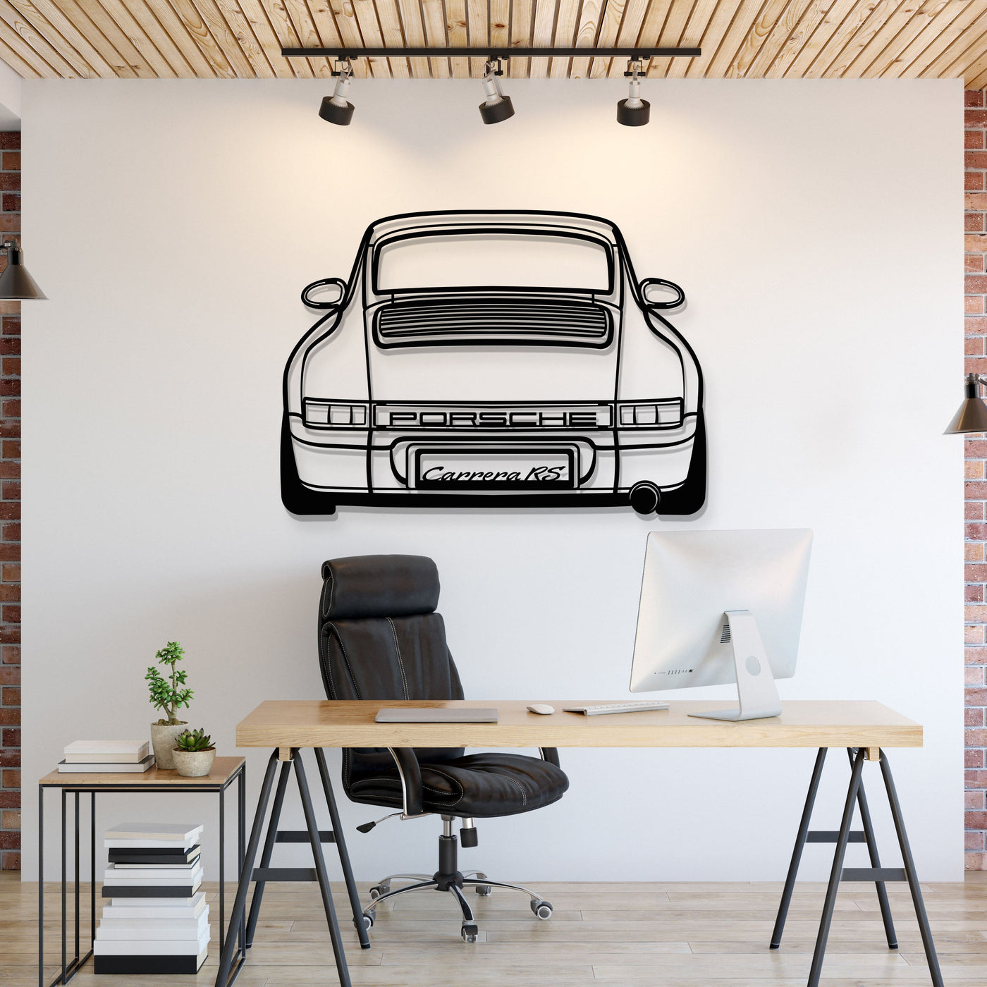911 964 Back View Metal Car Wall Art