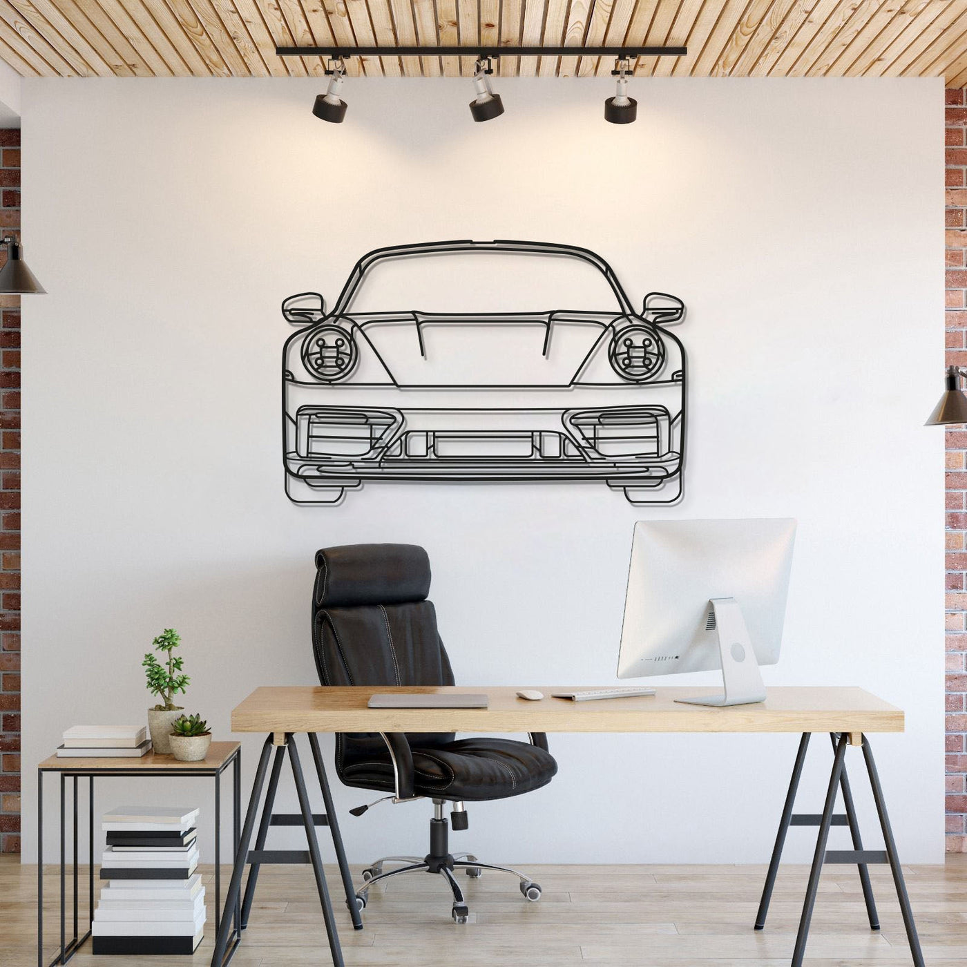 911 Model 992 Front View Metal Car Wall Art
