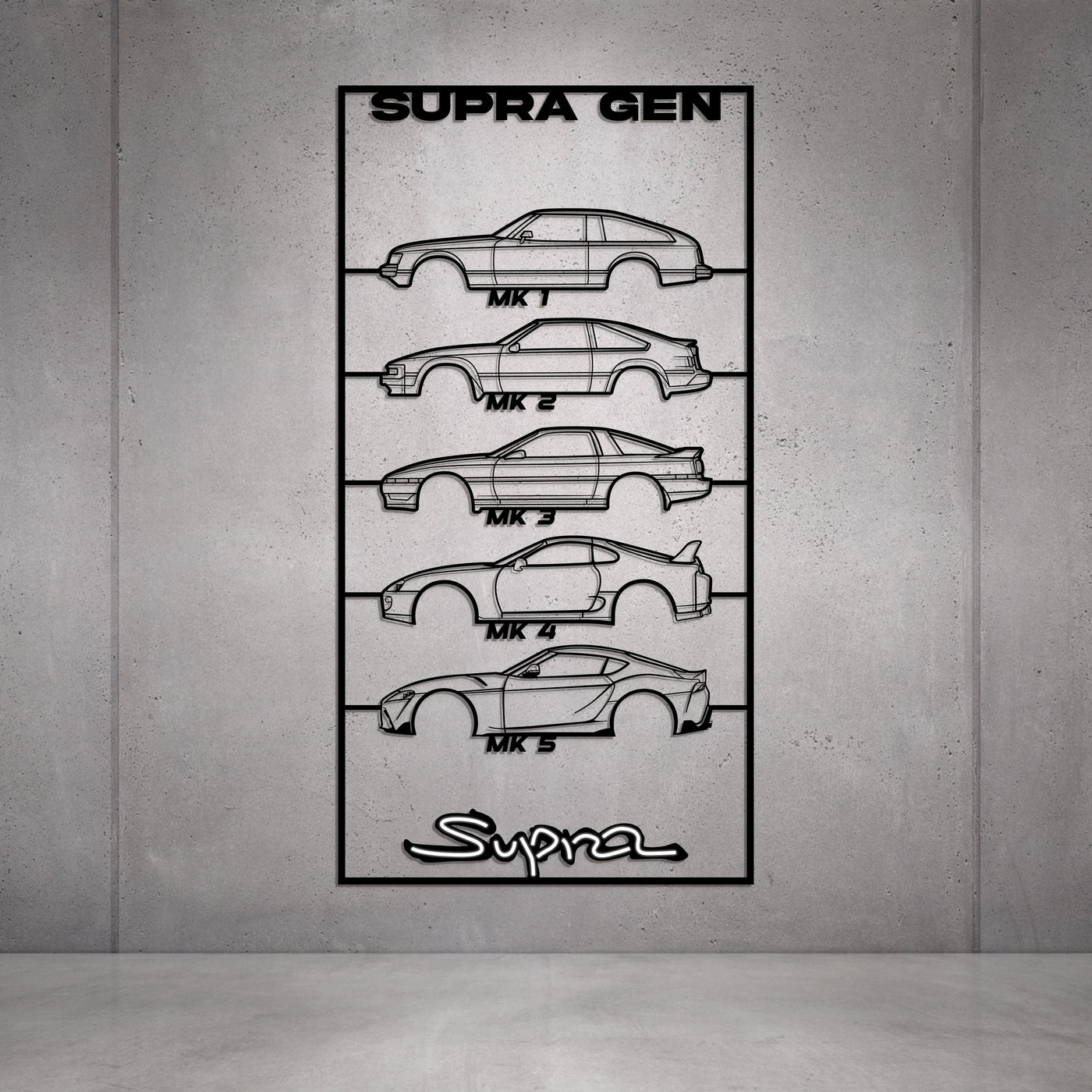 Supra Gen's Metal Neon Car Wall Art