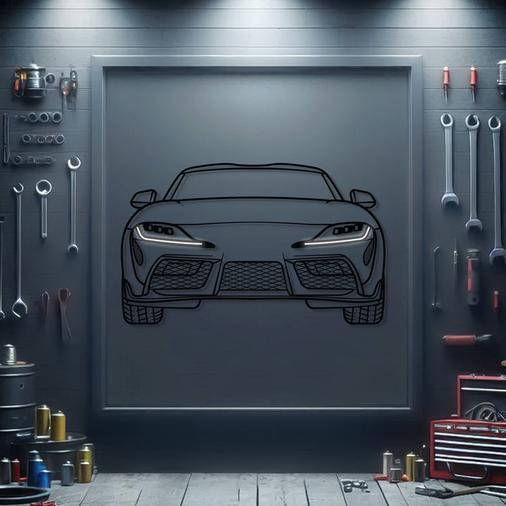 Supra MK5 Front View Metal Neon Car Wall Art — precision-cut steel wall art