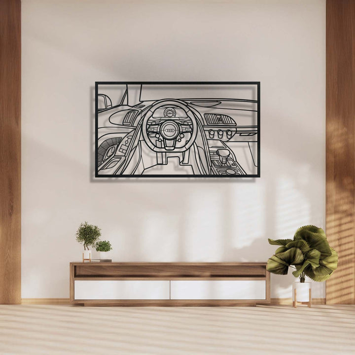 R8 Driver's Cockpit Metal Frame Wall Art — precision-cut steel wall art
