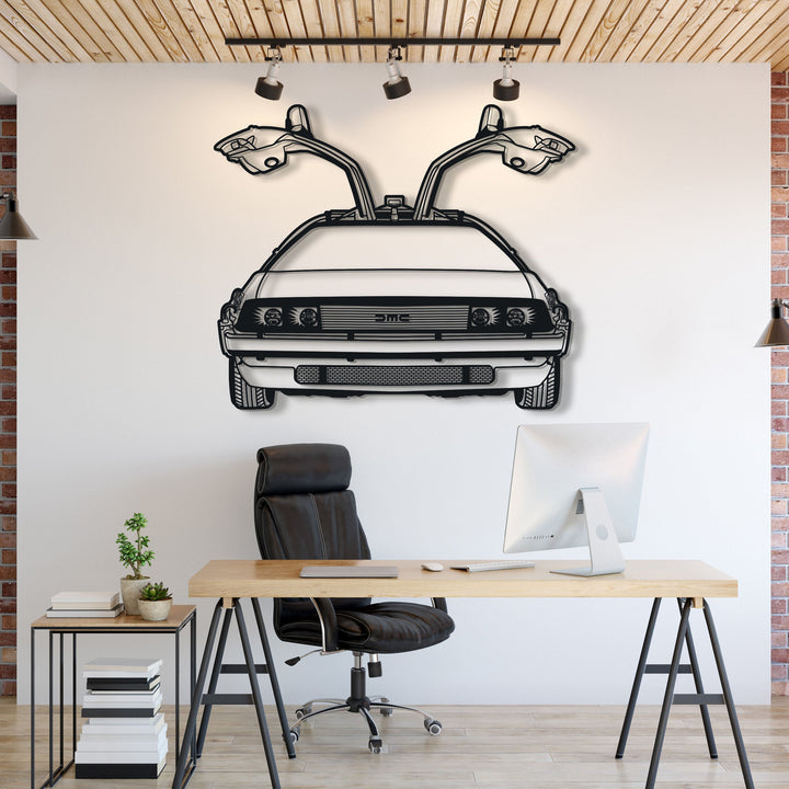 Back to the Future DeLorean Metal Car Silhouett — precision-cut steel wall art