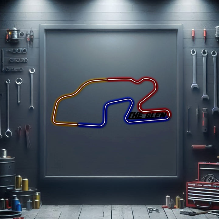 Glen Metal Neon Race Track — precision-cut steel wall art
