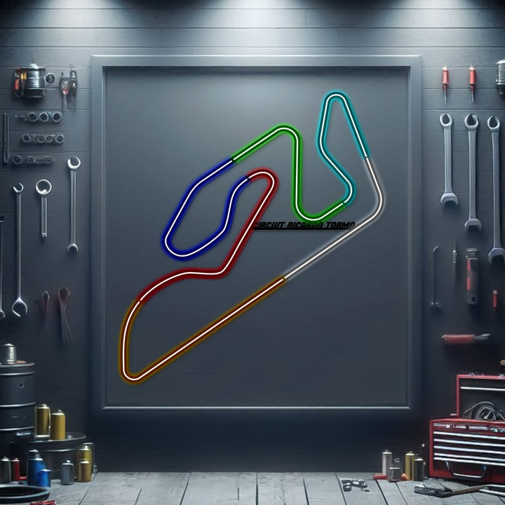 Circuit Ricardo Tormo Metal Neon Race Track — precision-cut steel wall art